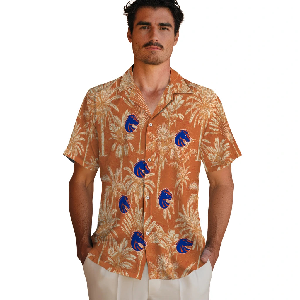 Boise State Broncos Hawaiian Shirt - Vintage Palm Tree | Moonbestprint