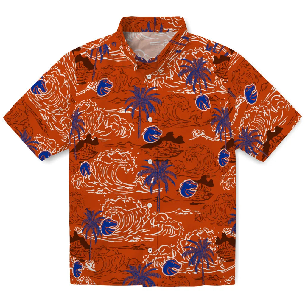 Boise State Broncos Hawaiian Shirt - Wave Palm | Moonbestprint