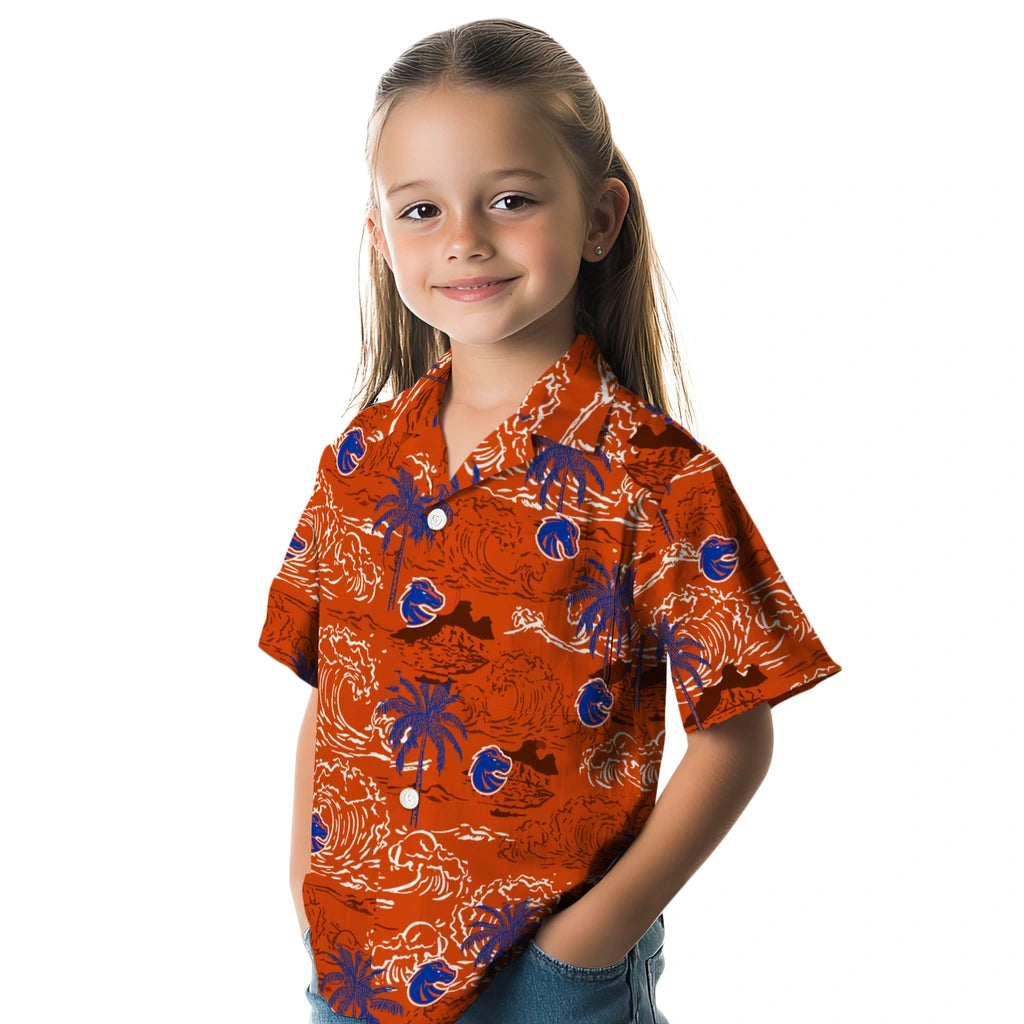 Boise State Broncos Hawaiian Shirt - Wave Palm | Moonbestprint