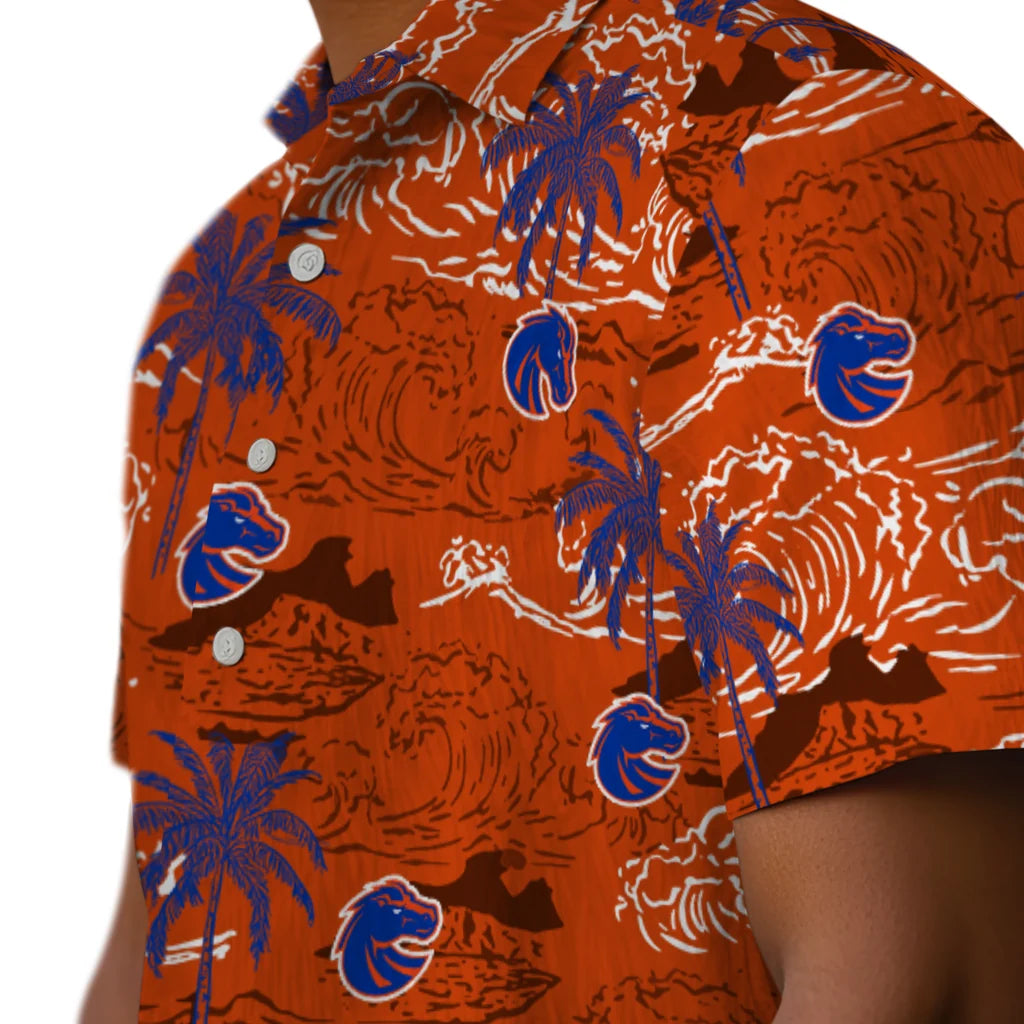 Boise State Broncos Hawaiian Shirt - Wave Palm | Moonbestprint