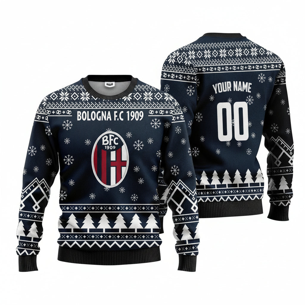 Bologna F.C 1909 Personalized Ugly Christmas Sweater Blue Version ? Usalast