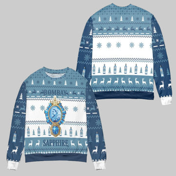 Bombay Sapphire Whisky Pine Tree Ugly Christmas Sweater ? Blue ? Usalast