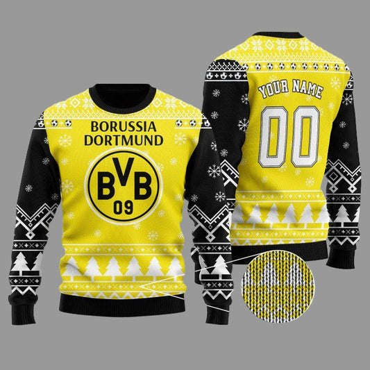 Borussia Dortmund Custom Name Ugly Christmas Wool Sweater ? Usalast
