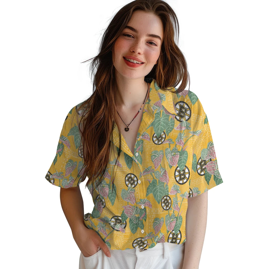 Boston Bruins Hawaiian Shirt - Anthurium Overlay – Moonbestprint