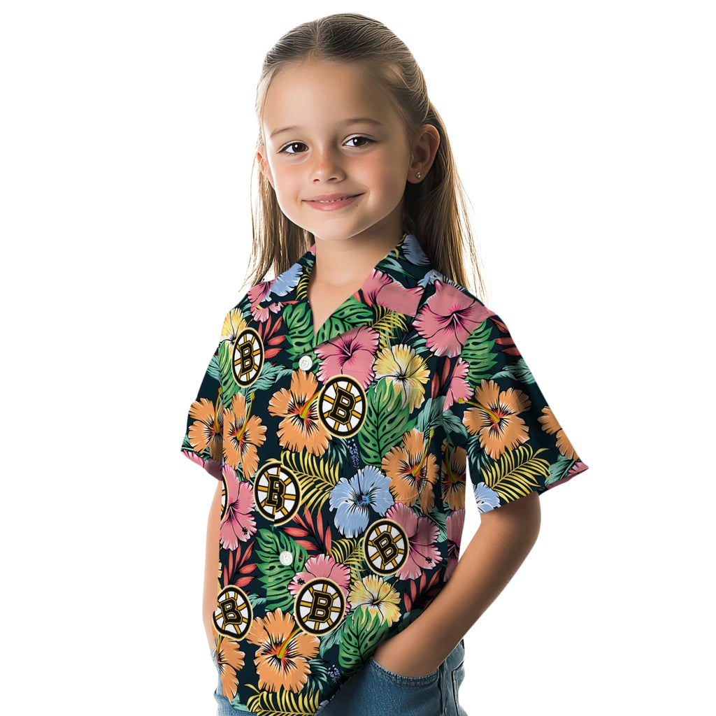 Boston Bruins Hawaiian Shirt - Brilliant Hibiscus Garden – Moonbestprint