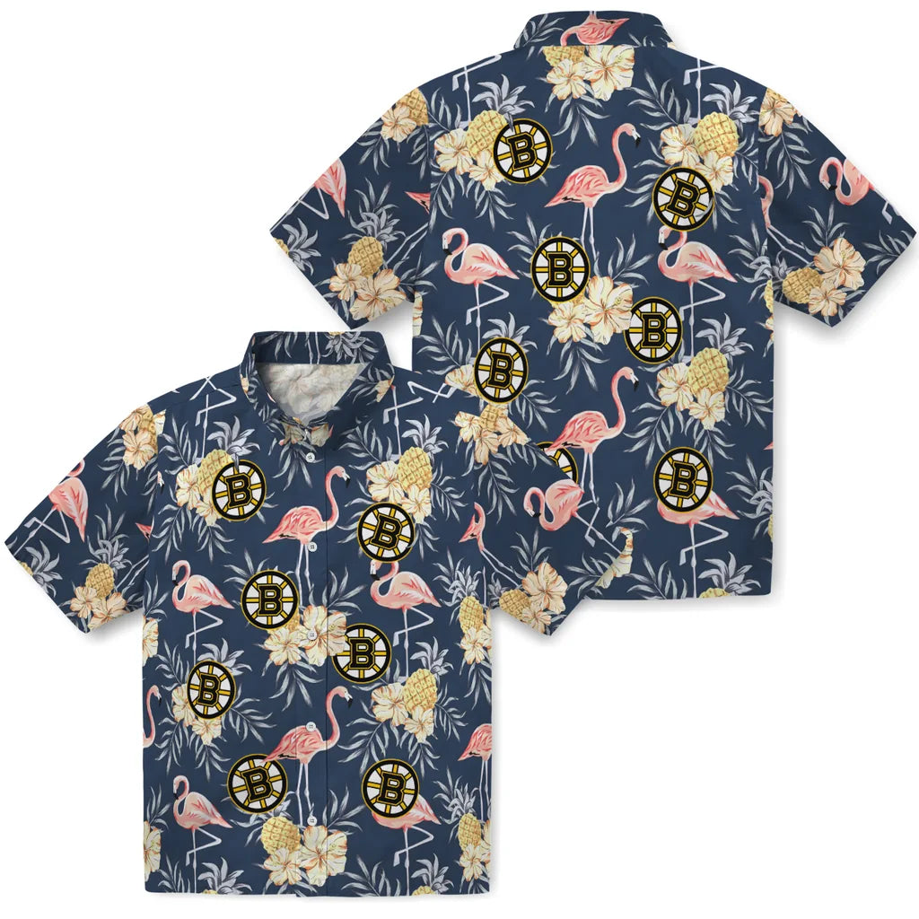 Boston Bruins Hawaiian Shirt - Flamingo Hibiscus – Moonbestprint