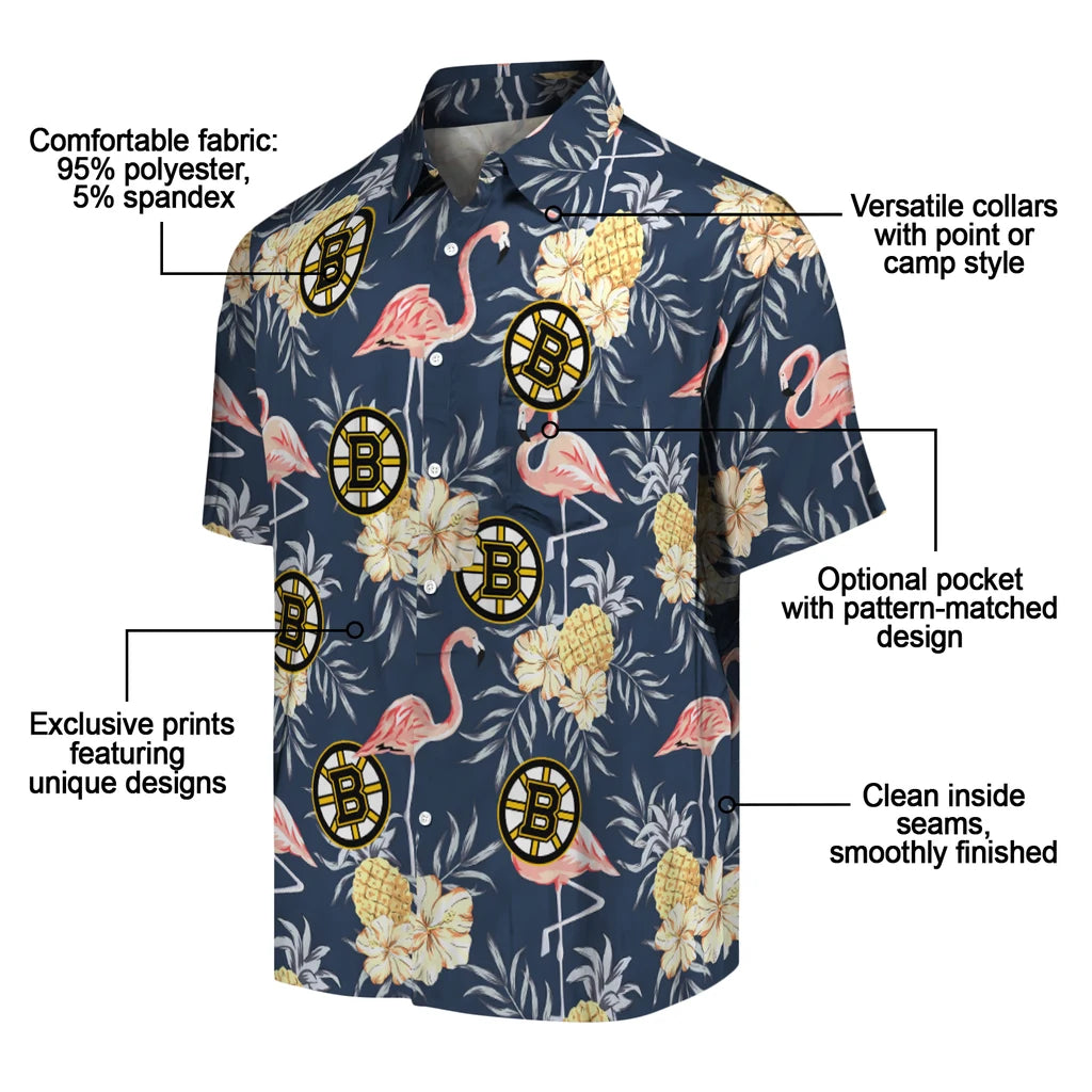 Boston Bruins Hawaiian Shirt - Flamingo Hibiscus – Moonbestprint