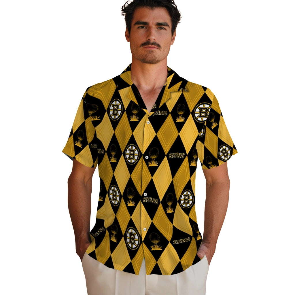 Boston Bruins Hawaiian Shirt - Golfing Plaid – Moonbestprint