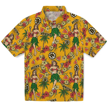 Boston Bruins Hawaiian Shirt - Hawaiian Girls Design – Moonbestprint