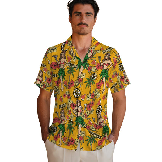 Boston Bruins Hawaiian Shirt - Hawaiian Girls Design – Moonbestprint