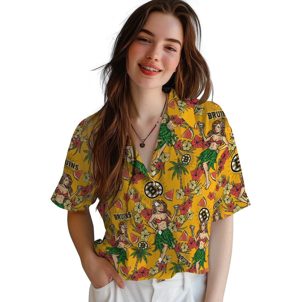 Boston Bruins Hawaiian Shirt - Hawaiian Girls Design – Moonbestprint