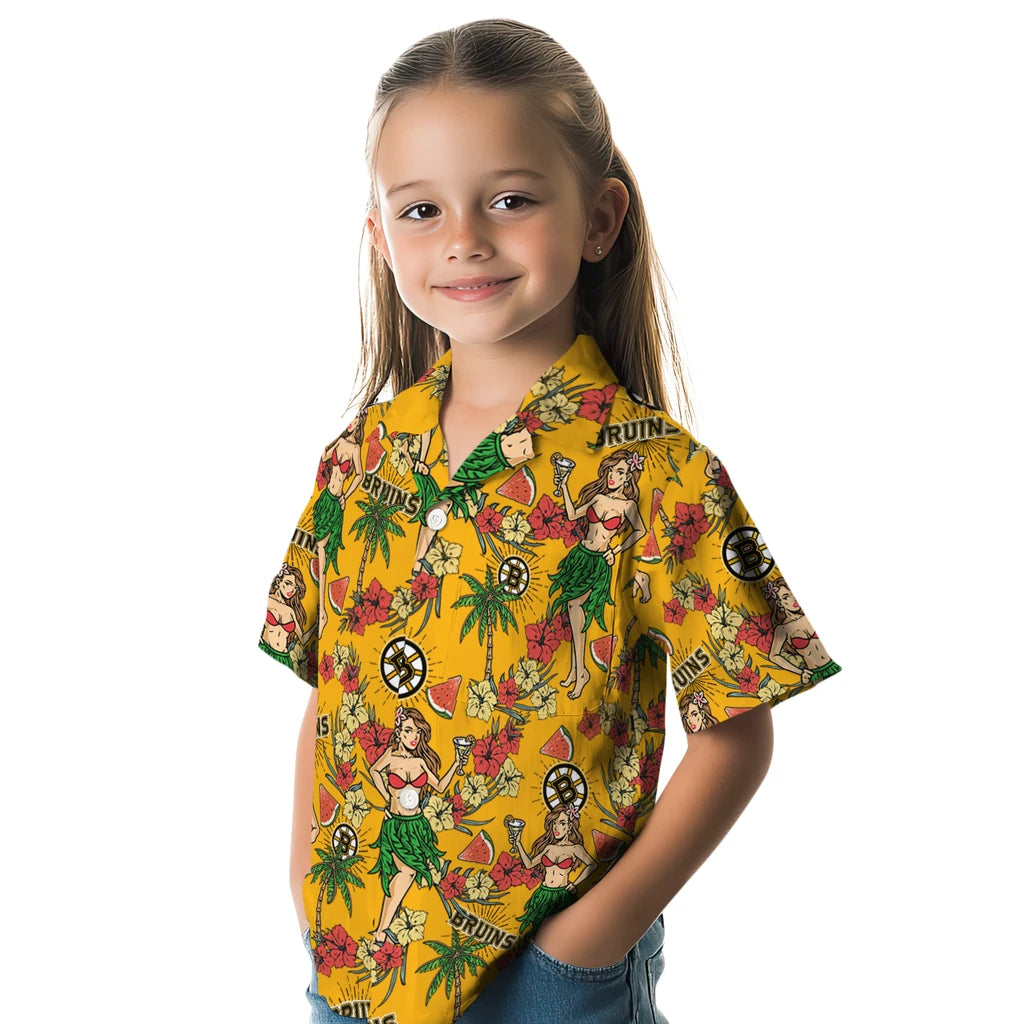 Boston Bruins Hawaiian Shirt - Hawaiian Girls Design – Moonbestprint