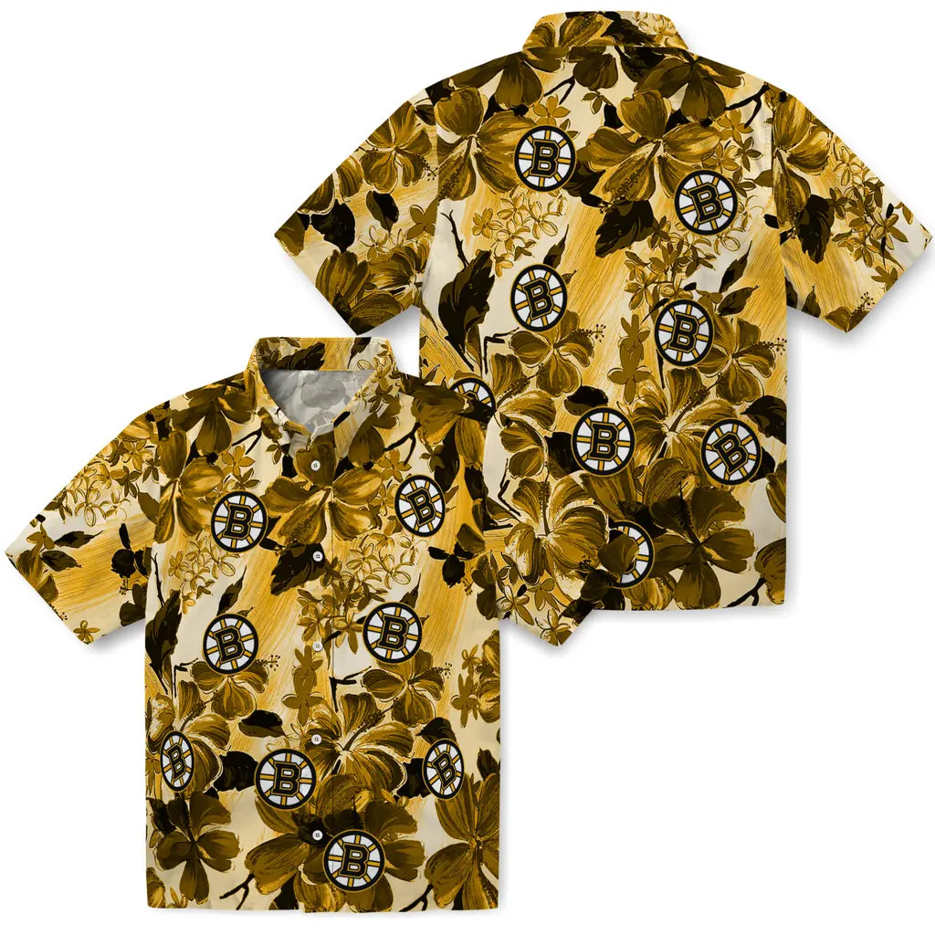 Boston Bruins Hawaiian Shirt - Hibiscus Arrangement – Moonbestprint