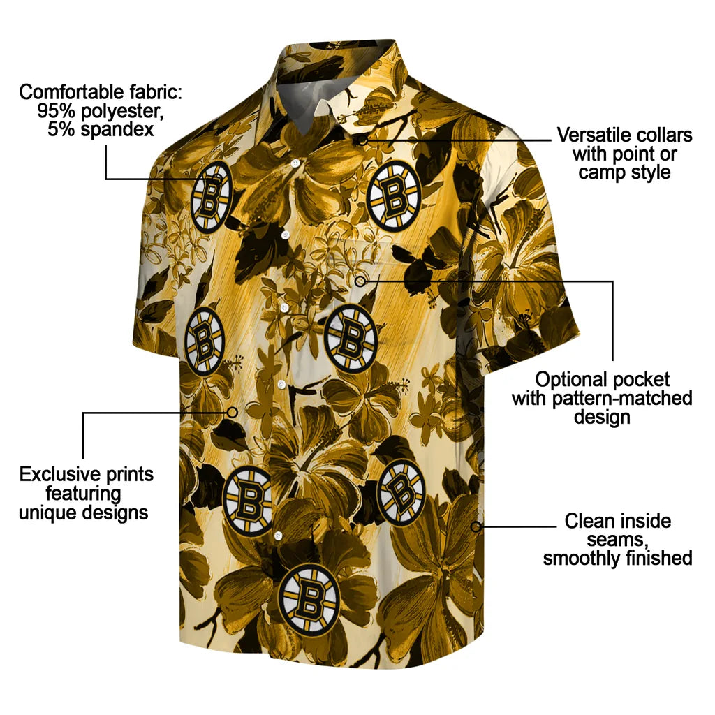 Boston Bruins Hawaiian Shirt - Hibiscus Arrangement – Moonbestprint