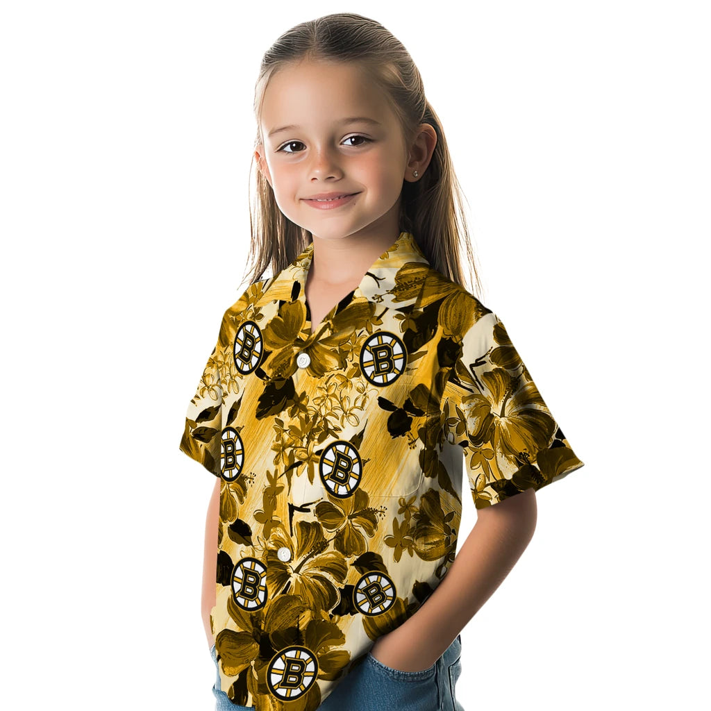 Boston Bruins Hawaiian Shirt - Hibiscus Arrangement – Moonbestprint