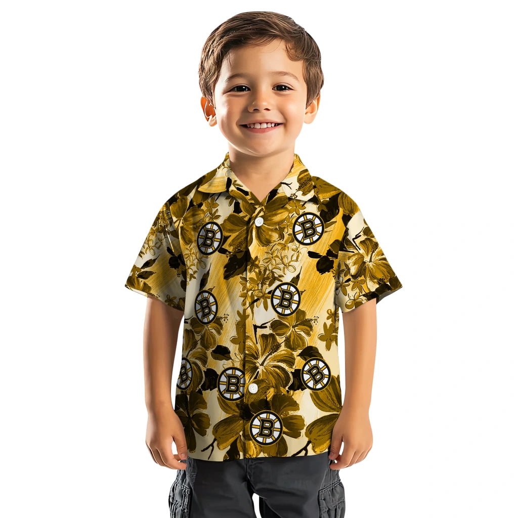 Boston Bruins Hawaiian Shirt - Hibiscus Arrangement – Moonbestprint