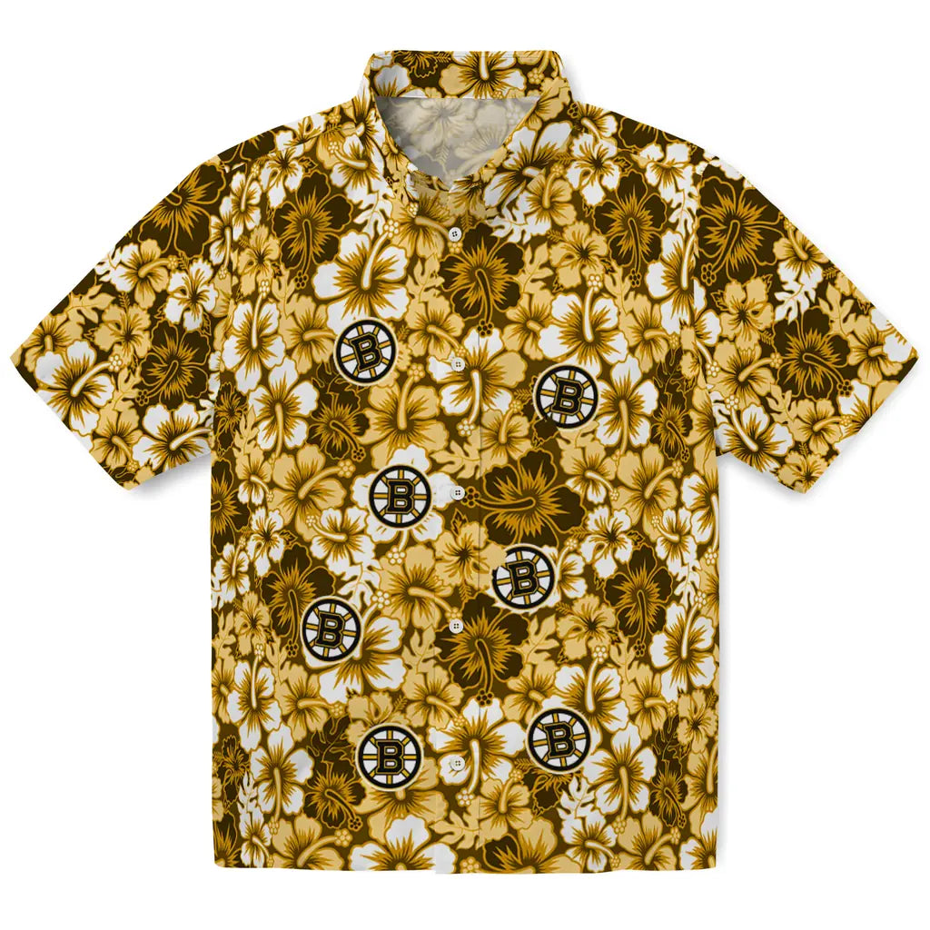 Boston Bruins Hawaiian Shirt - Hibiscus Blooms | Moonbestprint