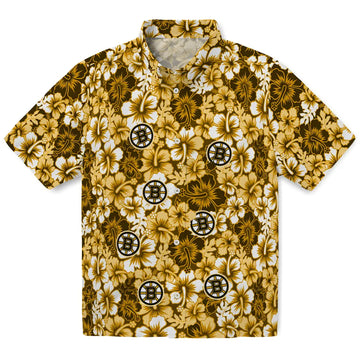 Boston Bruins Hawaiian Shirt - Hibiscus Blooms | Moonbestprint