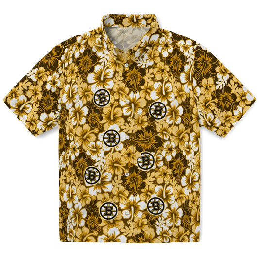 Boston Bruins Hawaiian Shirt - Hibiscus Blooms - Moonbestprint