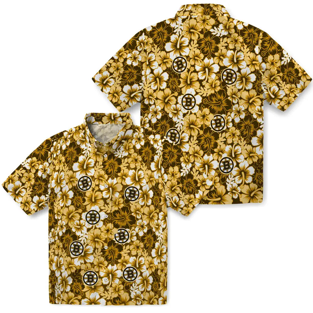 Boston Bruins Hawaiian Shirt - Hibiscus Blooms | Moonbestprint