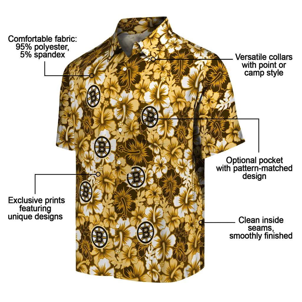 Boston Bruins Hawaiian Shirt - Hibiscus Blooms | Moonbestprint