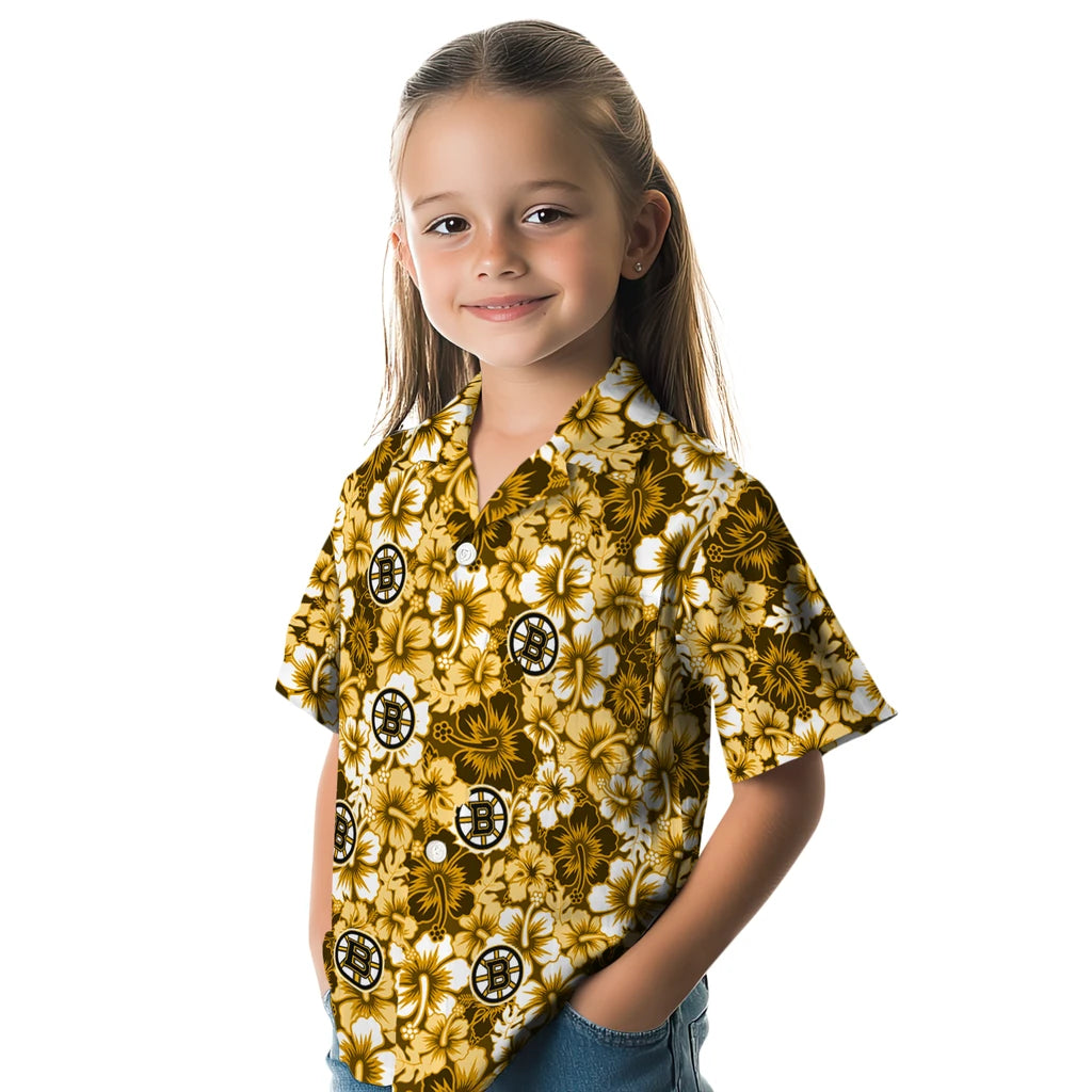 Boston Bruins Hawaiian Shirt - Hibiscus Blooms | Moonbestprint