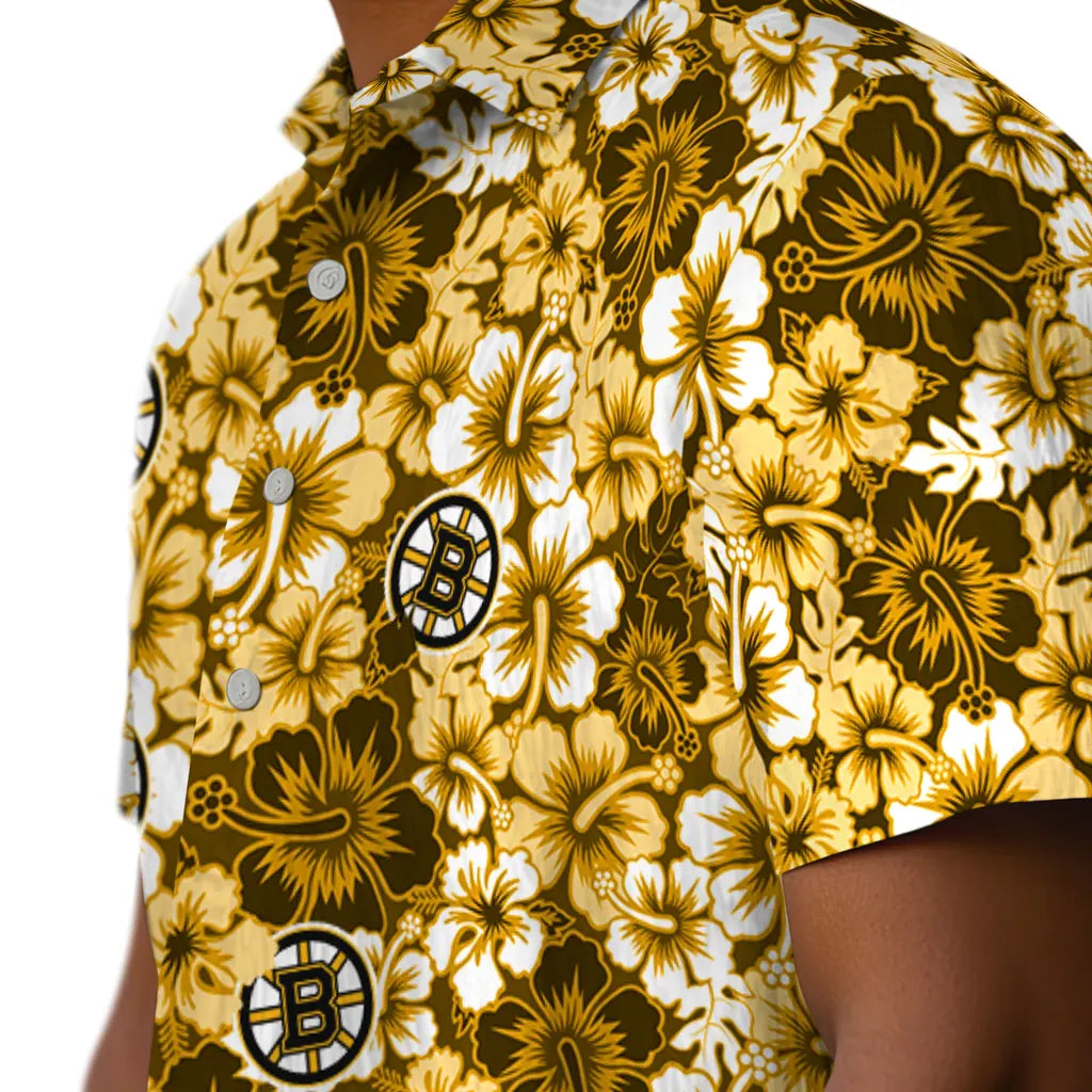 Boston Bruins Hawaiian Shirt - Hibiscus Blooms | Moonbestprint