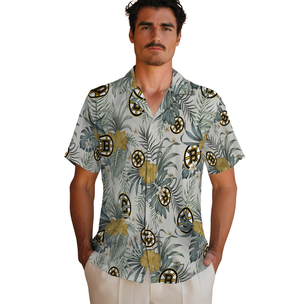 Boston Bruins Hawaiian Shirt - Hibiscus Designs – Moonbestprint