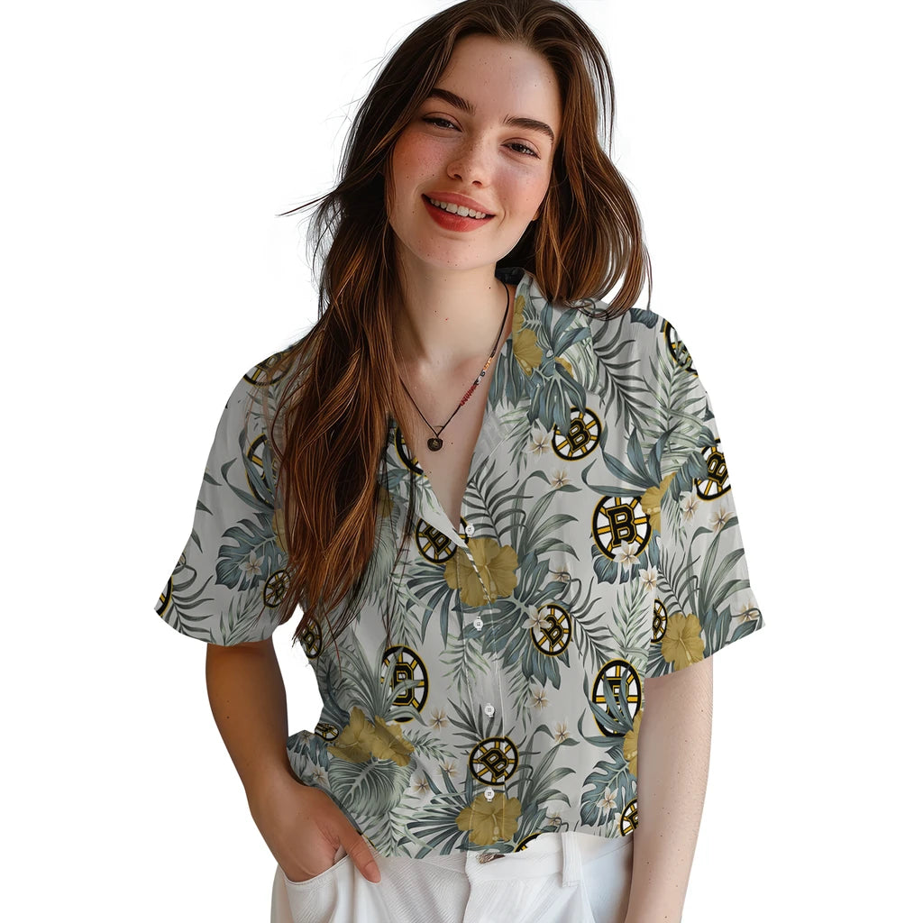 Boston Bruins Hawaiian Shirt - Hibiscus Designs – Moonbestprint