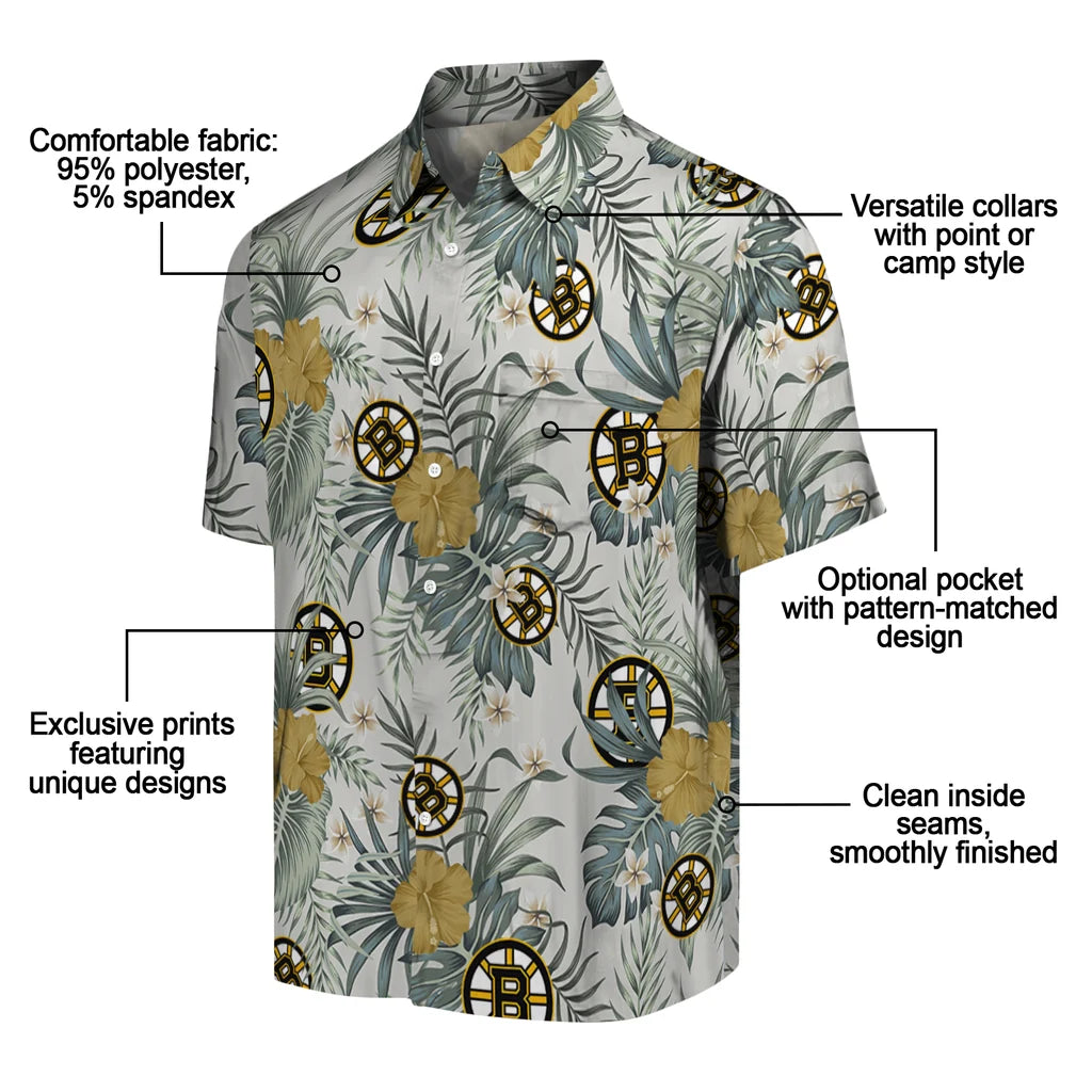 Boston Bruins Hawaiian Shirt - Hibiscus Designs – Moonbestprint