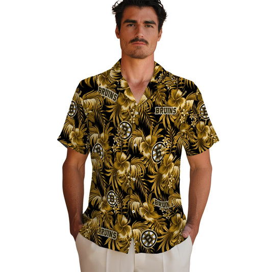 Boston Bruins Hawaiian Shirt - Hibiscus Exotic - Moonbestprint