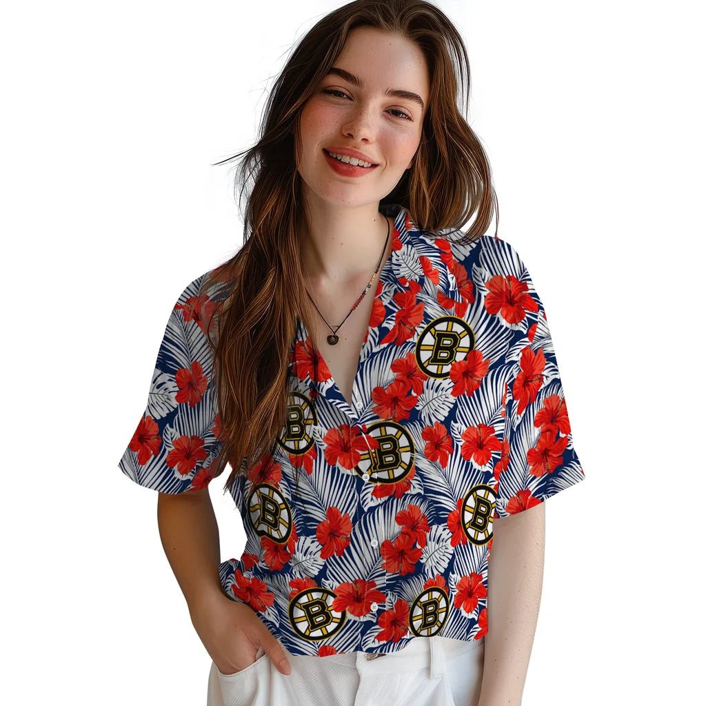 Boston Bruins Hawaiian Shirt - Hibiscus Fiesta – Moonbestprint