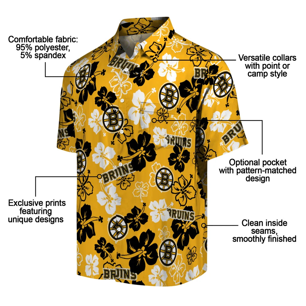 Boston Bruins Hawaiian Shirt - Hibiscus Flower Design – Moonbestprint