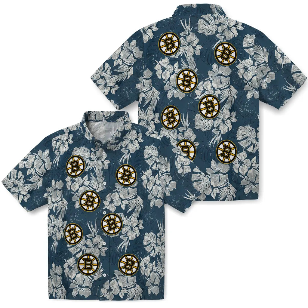Boston Bruins Hawaiian Shirt - Hibiscus Flowers – Moonbestprint