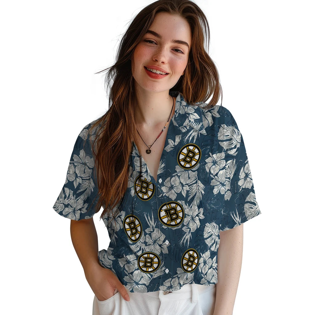 Boston Bruins Hawaiian Shirt - Hibiscus Flowers – Moonbestprint