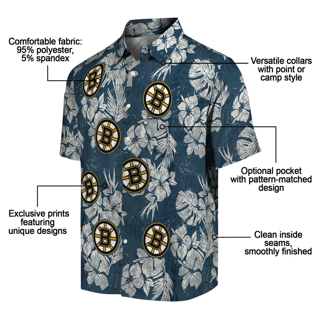 Boston Bruins Hawaiian Shirt - Hibiscus Flowers – Moonbestprint