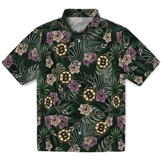 Boston Bruins Hawaiian Shirt - Hibiscus Leaves Pattern – Moonbestprint
