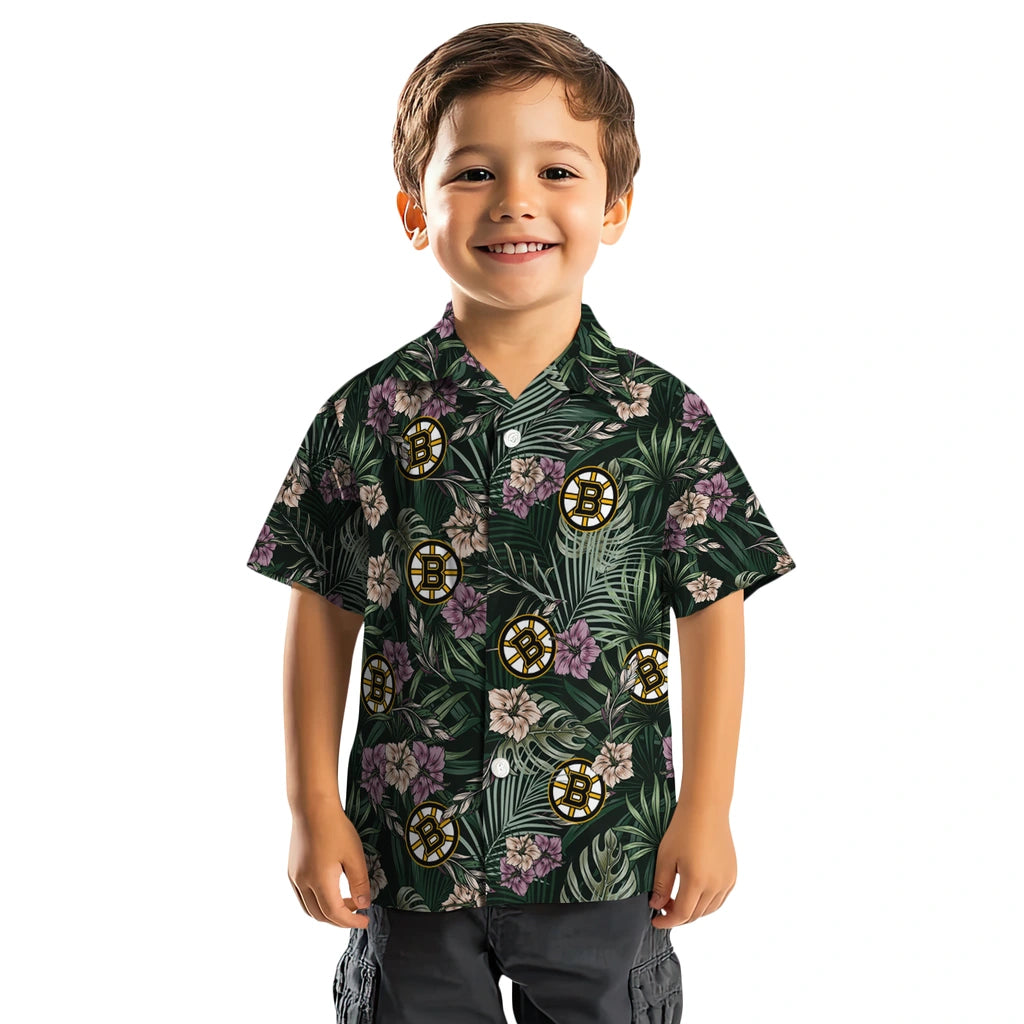 Boston Bruins Hawaiian Shirt - Hibiscus Leaves Pattern – Moonbestprint