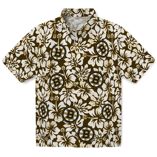 Boston Bruins Hawaiian Shirt - Hibiscus Motif - Moonbestprint