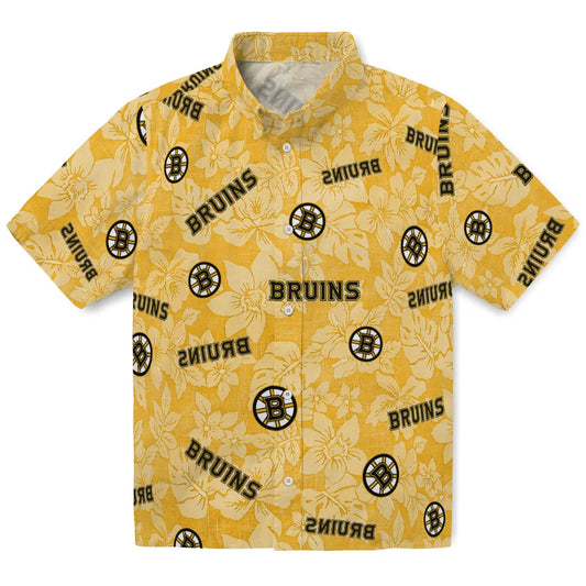 Boston Bruins Hawaiian Shirt - Hibiscus Oasis | Moonbestprint