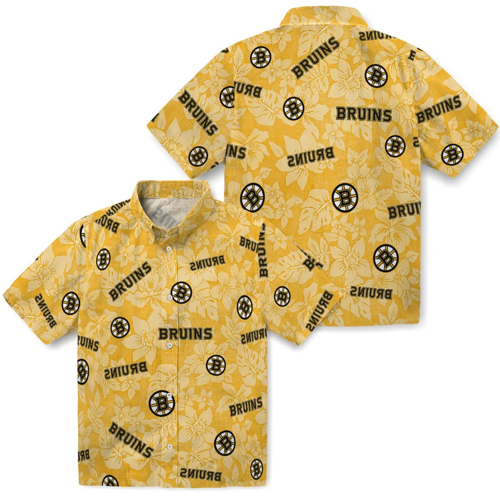 Boston Bruins Hawaiian Shirt - Hibiscus Oasis – Moonbestprint