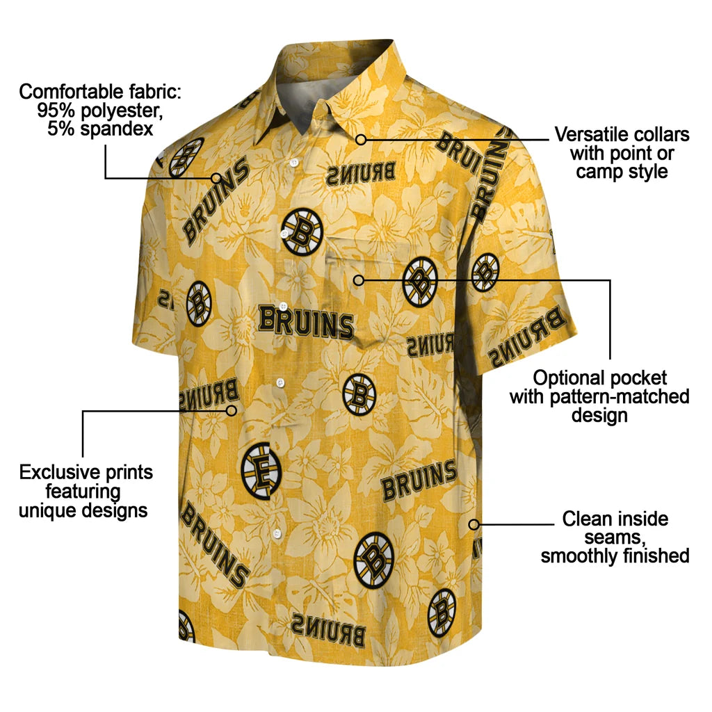 Boston Bruins Hawaiian Shirt - Hibiscus Oasis – Moonbestprint