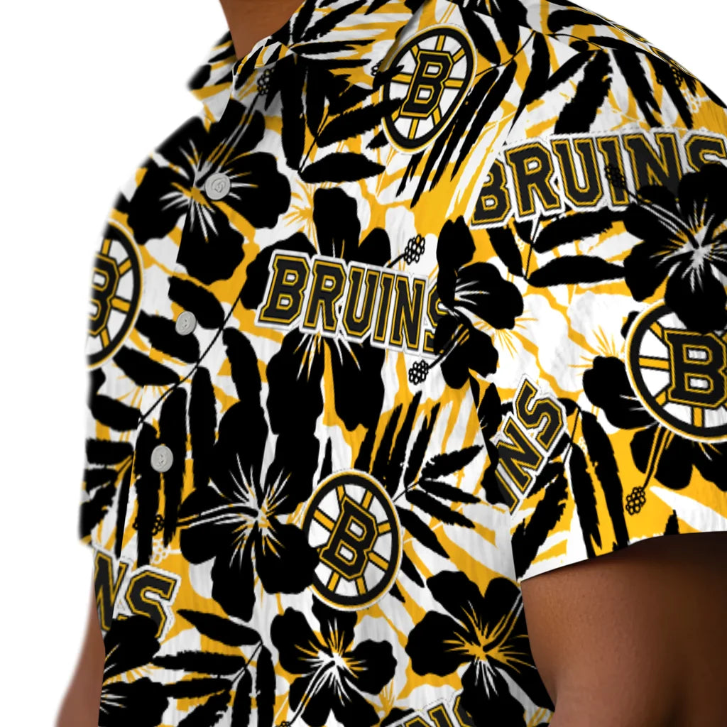 Boston Bruins Hawaiian Shirt - Hibiscus Overlay – Moonbestprint