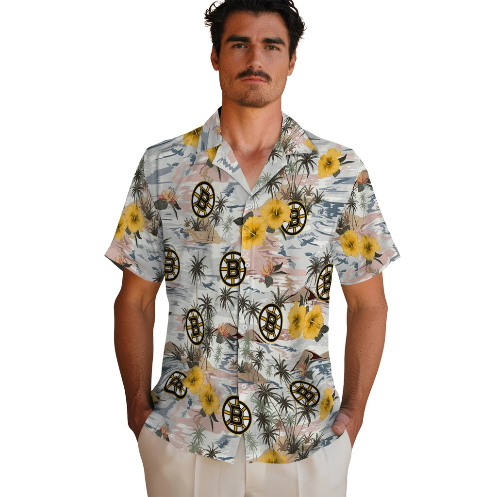 Boston Bruins Hawaiian Shirt - Hibiscus Seaside – Moonbestprint