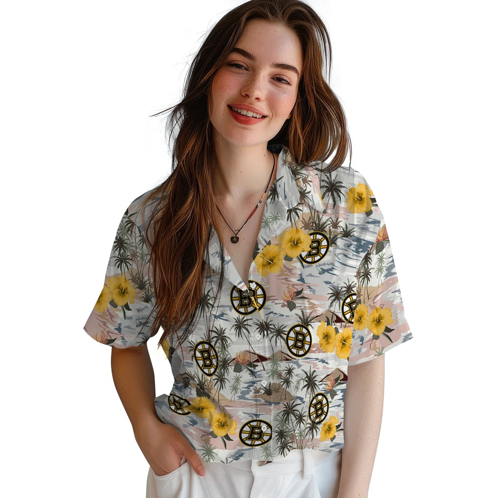Boston Bruins Hawaiian Shirt - Hibiscus Seaside – Moonbestprint