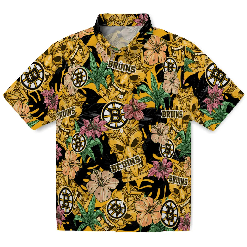 Boston Bruins Hawaiian Shirt - Hibiscus Tiki Jungle | Moonbestprint
