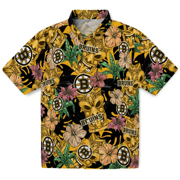 Boston Bruins Hawaiian Shirt - Hibiscus Tiki Jungle | Moonbestprint