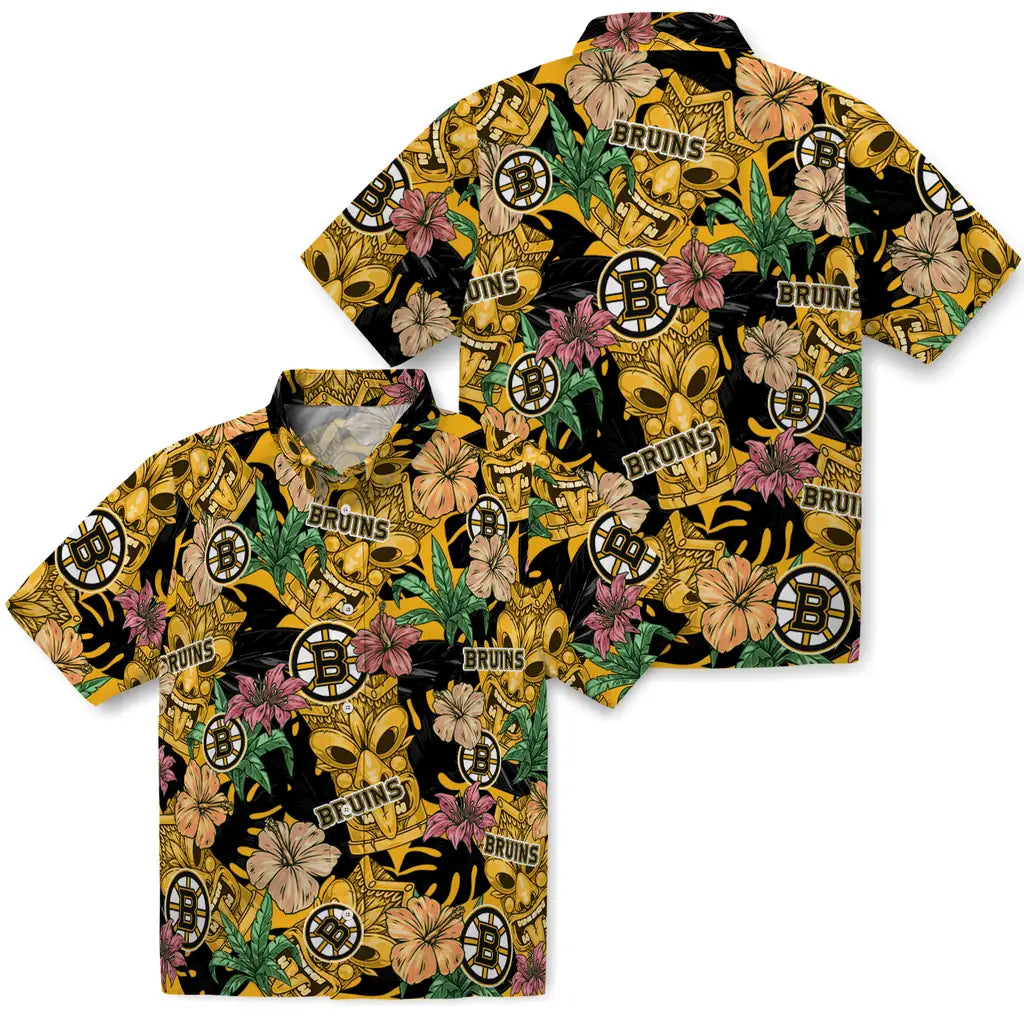 Boston Bruins Hawaiian Shirt - Hibiscus Tiki Jungle – Moonbestprint