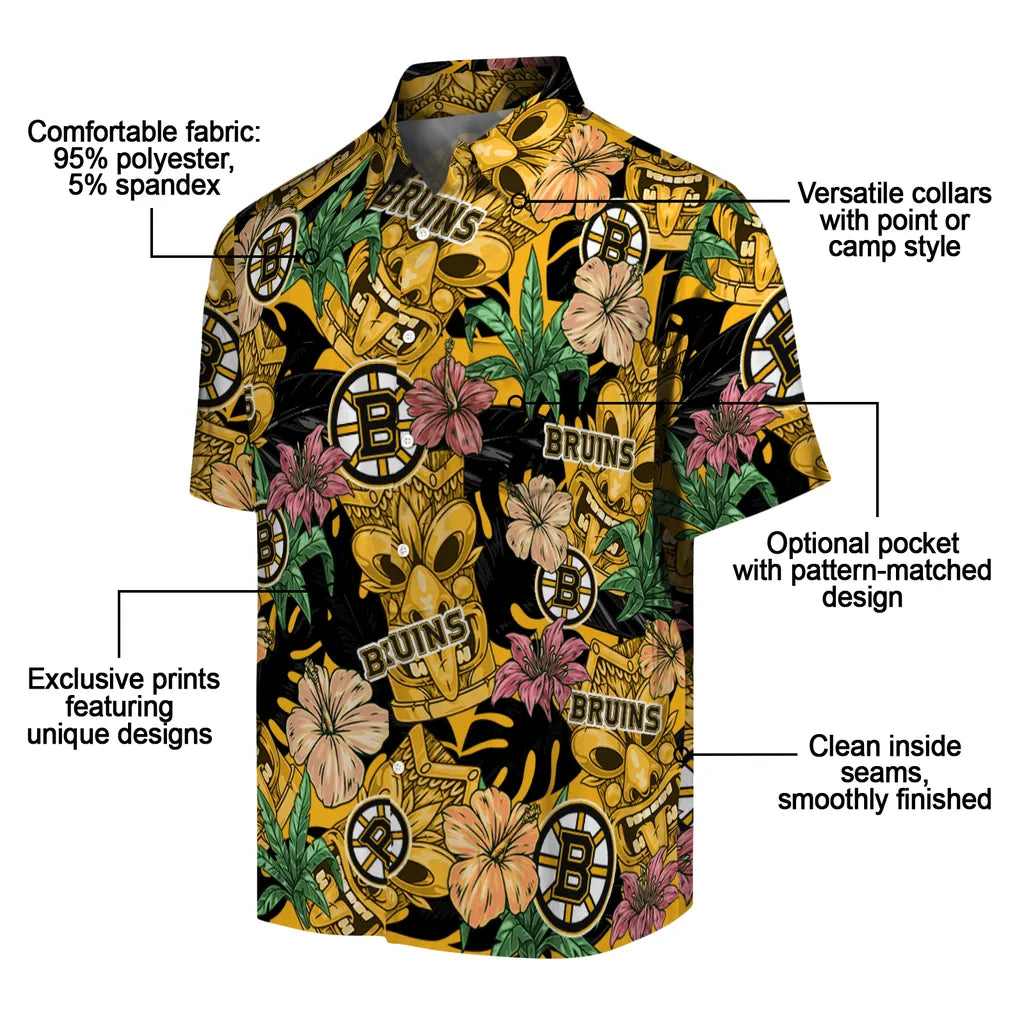 Boston Bruins Hawaiian Shirt - Hibiscus Tiki Jungle – Moonbestprint