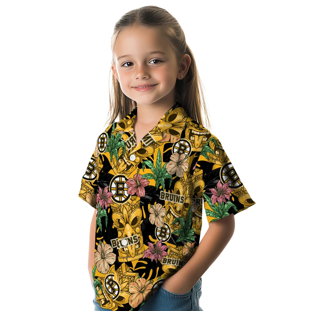 Boston Bruins Hawaiian Shirt - Hibiscus Tiki Jungle – Moonbestprint